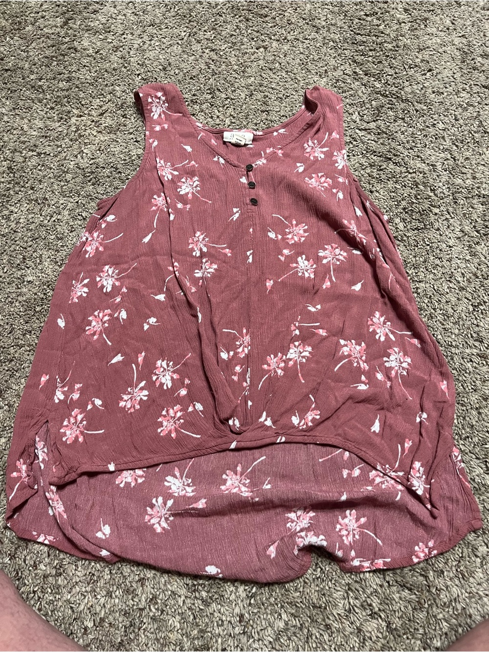 a.n.a Rose-Mauve Floral Button-Front Tank